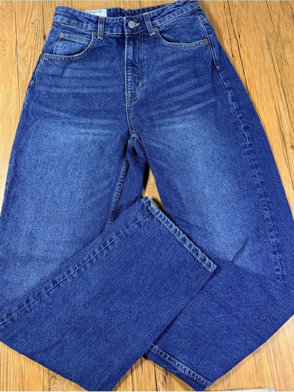 H&M 90s Baggy Jeans Womens Size 4 Blue High Rise Recycled Denim